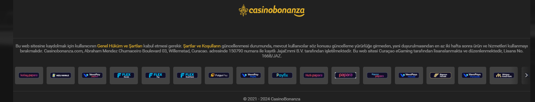 casinobonanza lisans bilgileri neler